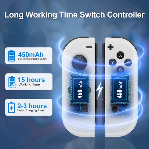 Vista 3 de Controller for Nintendo Switch, Replacement Joypad Controller for Nintendo Switch, Right and Left Wireless Switch Joy-pad Controllers with Dual