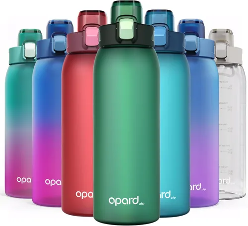 Vista 12 de Opard Botella de agua de plástico de 30 onzas apta para lavavajillas, tapa abatible a prueba de fugas, Tritan sin BPA, botella de agua deportiva