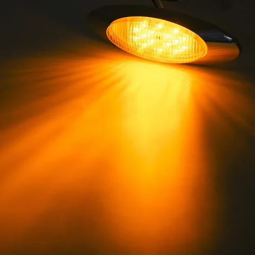 Vista 7 de Partsam 10 luces marcadoras LED de 6.5" [Aprobadas por DOT], Luces de gálibo ovaladas ámbar de 16 LEDs con bisel cromado, Reemplazo de luz Panelite
