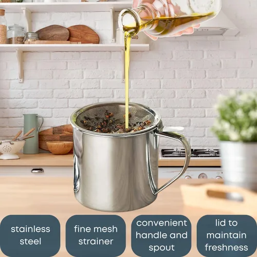 Vista 5 de Cocina Acero Inoxidable Almacenamiento de Aceite Guardián Freidora Amigo