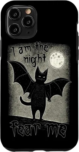 Vista 10 de Funda para iPhone 15 I Am The Night Fear Me Cute Black Cat Bat Punk Goth Grunge