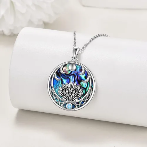 Vista 3 de CUPENDA Lotus FlowerEvil Eye Necklace Sterling Silver Evil Eye 7 Chakra Pendant Healing Spiritual Jewelry Birthday Gifts for Women