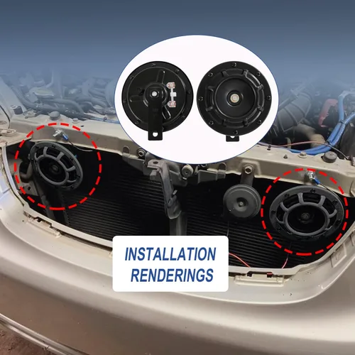 Vista 2 de Juego de claxon eléctrico para coche 12 V y 135 dB, de tono alto y bajo, kit de claxon doble metálico con soporte para automóviles, camiones, SUV