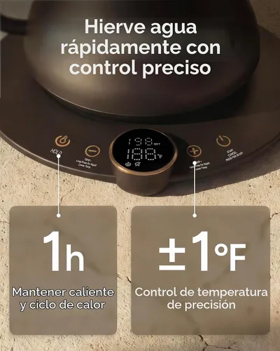 Vista 9 de INTASTING - Hervidor eléctrico de cuello de cisne con control de temperatura de ± 1 ℉, 0.9 litros Gris mate