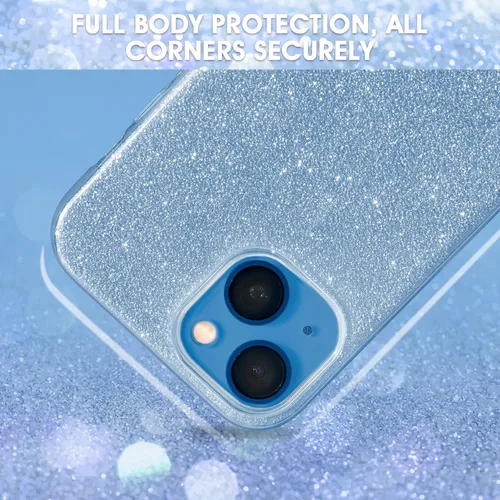Vista 3 de MILPROX Funda compatible con iPhone 13 (2021), carcasa de gel de goma brillante con purpurina de 3 capas a prueba de golpes para iPhone 13 de 6.1