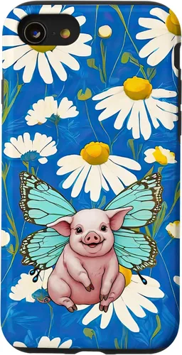 Vista 18 de Adorable Pig Piglet with Butterfly Wings Daisy Flower Sweet Case for iPhone 17