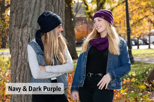 Vista 6 de Funky Junque - Juego de pañuelo y gorro de punto a juego para mujer
