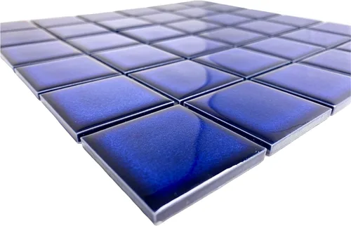 Vista 5 de Tenedos Azulejo de mosaico de porcelana con patrón cuadrado azul cobalto de alta calidad de 2 x 2 pulgadas (no se pega ni se pega) para cocina