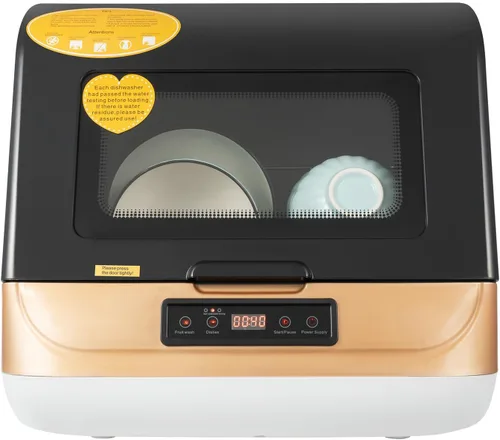 Vista 9 de Lavavajillas portátil para encimera con tanque de agua integrado de 5 L, brazos de pulverización de 360°, 4 programas de lavado para apartamentos
