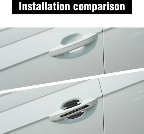 Vista 4 de 8 PCS Calcomanías para Manijas de Puertas de Automóvil, 4 PCS Calcomanías Reflectantes de Goma para Cuencos de Puertas de Vehículos de 3.5 x 3.2