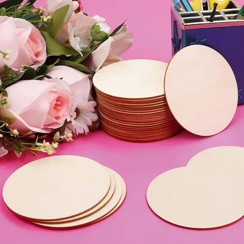 Vista 4 de 12 piezas de 12 pulgadas de círculos de madera para manualidades, rondas de madera en blanco sin terminar, rebanadas de madera cortadas