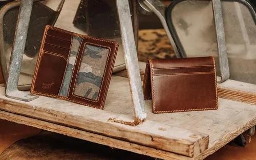Vista 8 de HoJ Co. Cartera delgada para tarjetas Estuche para tarjetas plegable Cuero de grano completo con acabado bruñido Cartera de bolsillo frontal