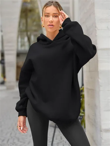 Vista 4 de EFAN Sudaderas con capucha de gran tamaño para mujer, sudaderas de forro polar con capucha, suéteres casuales y cómodos, ropa de moda de otoño 2023