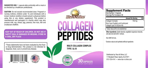 Vista 3 de Rise-N-Shine Colágeno hidrolizado tipo I y III - Suplementos complejos de péptidos de colágeno para el cabello, la piel, las uñas