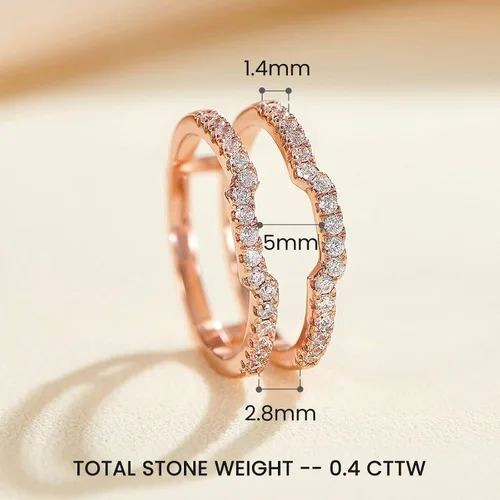 Vista 2 de Blongme Anillo de boda curvado de circonita cúbica para mujer, anillo de protección, anillo de compromiso, plata de ley 925, oro rosa, oro amarillo