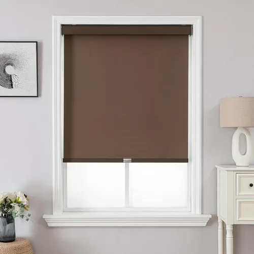 Vista 22 de Joydeco Persianas enrollables 100% opacas sin cordones para ventanas, persianas de parada libre, protección UV, persianas de tejido natural