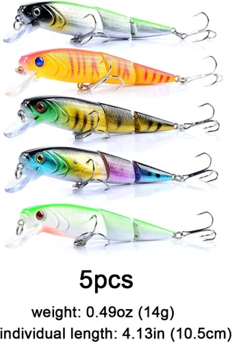 Vista 7 de Kit de señuelos de pesca Minnow Popper Crank Baits Freshwater Bass Fishing Baits Set