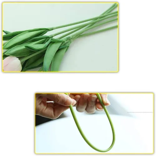 Vista 4 de 30 tulipanes reales al tacto, flores de poliuretano, tulipanes artificiales para arreglos de boda, fiesta, Pascua, primavera, hogar, comedor, Rosa
