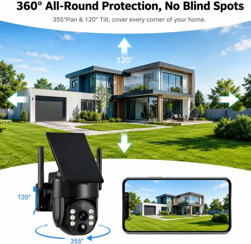 Vista 5 de Cámaras de seguridad solares inalámbricas para exteriores, cámaras WIFI solares 5G/2.4G para seguridad del hogar, cámara exterior inalámbrica