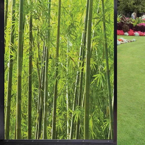 Vista 28 de Película decorativa de privacidad para ventana, control de calor, bloqueo solar, protección UV, diseño de bosque de abedul, adherencia estática