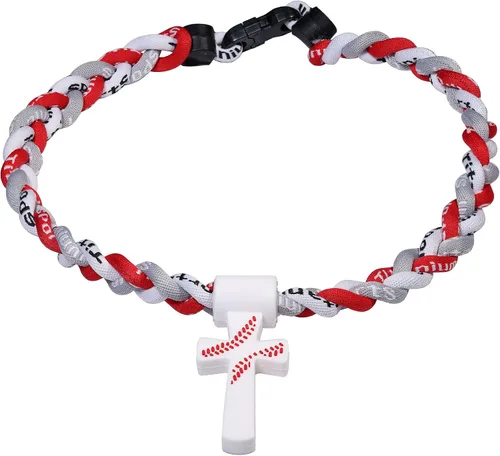 Vista 16 de Collar de cuerda de béisbol con cruz de silicona
