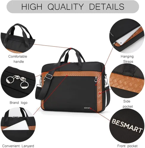 Vista 7 de BESMART Slim Laptop Bag 15.6/17.3 Inch Laptop Briefcase for Women, Elegant Waterproof Shoulder Bags, Computer Messenger Bag
