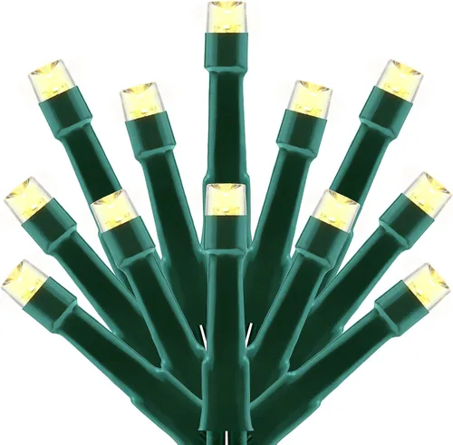 Vista 7 de Cadena de 300 luces LED de Navidad de color blanco cálido, 30.5 metros de luces LED de gran angular de 5mm con adaptador de 8 modelos (cable negro)