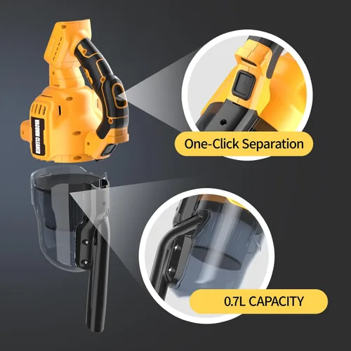 Vista 7 de Aspiradora inalámbrica para batería Dewalt de 20 V, aspiradora de mano de 500 W con filtro lavable, aspiradora de palo portátil para piso, alfombra