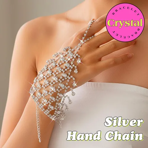 Vista 3 de EARENT Pulsera de plata del anillo de la cadena de la mano de la boda de la joyería de, rhinestone, Sin piedras preciosas