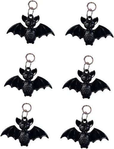 Vista 5 de Ganchos de cortina de ducha de murciélago, 12 piezas de murciélagos de Halloween inoxidables de metal para barras de ducha de baño, decoración