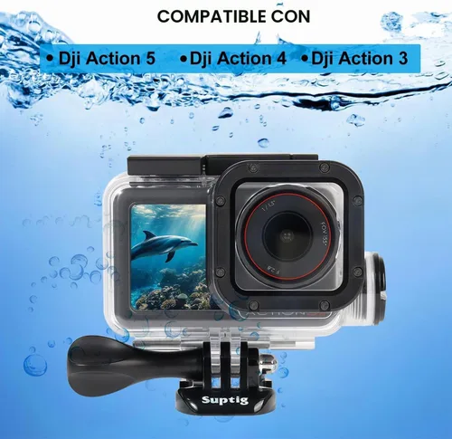 Vista 2 de Suptig Funda impermeable compatible con DJI Action 5 Pro / Action 5/4/3, para buceo, buceo, esnórquel, natación, hasta 164 pies (164.0 ft)