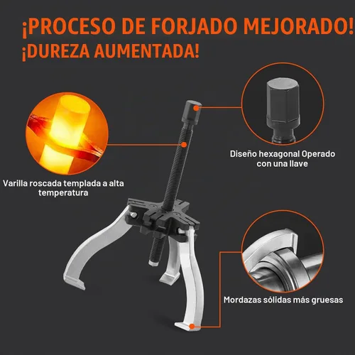 Vista 5 de VEVOR Juego de extractor de engranajes, kit de extractores de 7.6 cm y 17.8 cm, herramienta de extracción de engranajes de 3 mordazas para volante