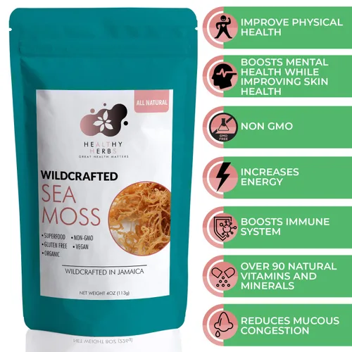 Vista 2 de Musgo marino – 4 onzas de superalimento crudo seco Seamoss, musgo marino natural de océano crudo rico en minerales, oro irlandés Seamoss crudo