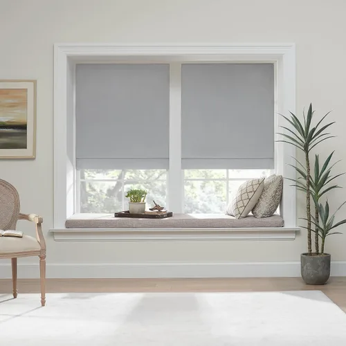 Vista 6 de ECLIPSE - Persiana romana de poliéster para ventanas, sin cuerda, 100% opaca, 23 pulgadas de ancho x 64 pulgadas de largo, reduce el ruido