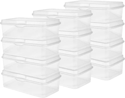 Vista 11 de Sterilite FlipTop, contenedor de almacenamiento pequeño apilable con tapa con bisagras, contenedor de plástico para organizar el escritorio
