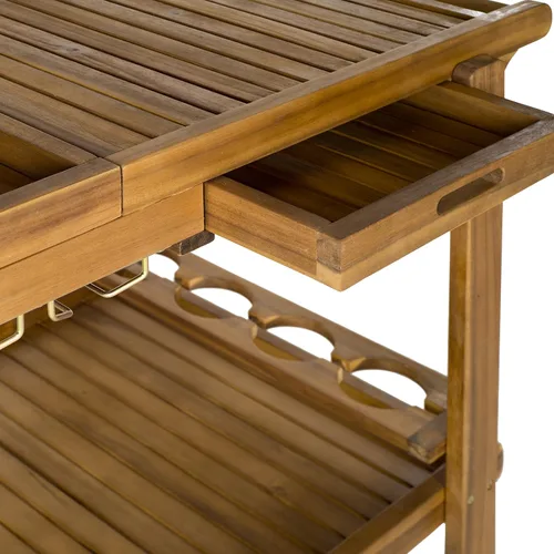 Vista 3 de Safavieh -Carrito de té de madera natural Orland Outdoor Collection