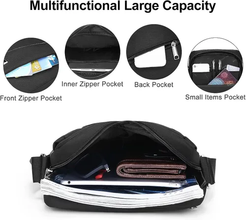 Vista 3 de BAIGIO Bandolera para hombre bandolera para hombre bolsa de viaje bolso para hombre bolso casual bolso para trabajo negocios