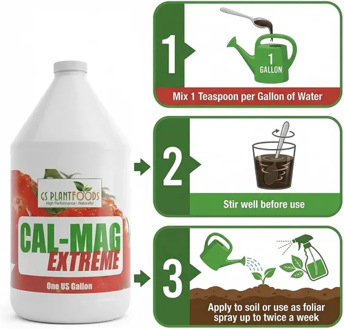 Vista 5 de GS Plant Foods Cal-Mag Extreme Liquid Fertilizante líquido de 1 galón con suplemento de calcio, magnesio, hierro y azufre, corrige las deficiencias