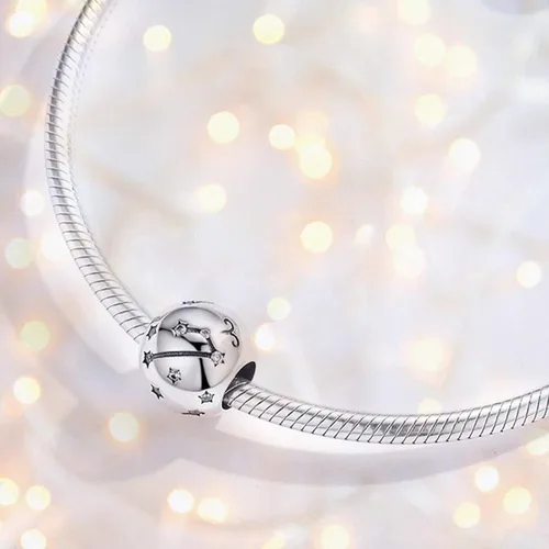 Vista 5 de Presentski Abalorio de plata de ley 925 con diseño de signo del zodiaco para pulseras y collares