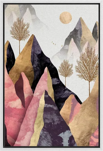 Vista 44 de SIGNFORD Lienzo enmarcado para pared, camino del desierto con cactus, naturaleza silvestre, ilustraciones modernas, arte decorativo, rústico