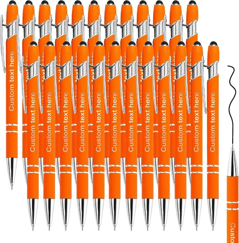 Vista 15 de Amlion Bolígrafos personalizados a granel, bolígrafos personalizados con lápiz capacitivo con nombre, mensaje y logotipo grabado, regalo