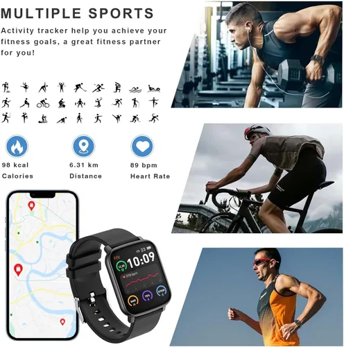 Vista 2 de Relojes inteligentes para hombres y mujeres, reloj de fitness de 1.65 pulgadas con contador de calorías/pasos, frecuencia cardíaca