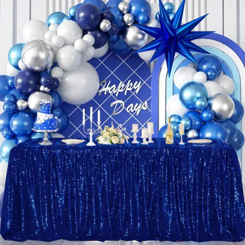 Vista 98 de Manteles redondos de lentejuelas negros para fiestas, de 121,9 cm, mantel redondo de purpurina ajustado, pequeño, lindo y dulce, para boda