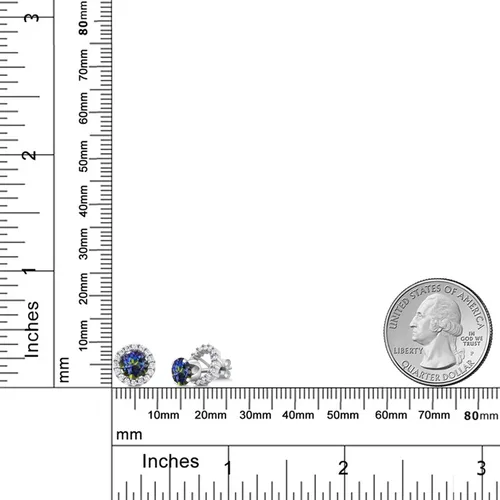 Vista 69 de Gem Stone King Aretes redondos de plata de ley 925 de 0.236 in con piedra natal extraíble para mujer
