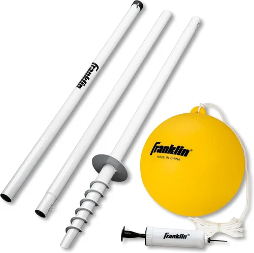 Vista 7 de Franklin Sports Tetherball - Juego de bola Tetherball, cuerda y poste, juego de Tetherball de acero portátil con fácil montaje, juego clásico