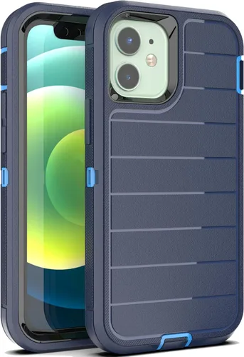 Vista 9 de YmhxcY Funda para iPhone 12/iPhone 12 Pro [2 Protectores de Pantalla de Vidrio Templado] Cubierta Duradera de 3 Capas A Prueba de Caídas/Funda