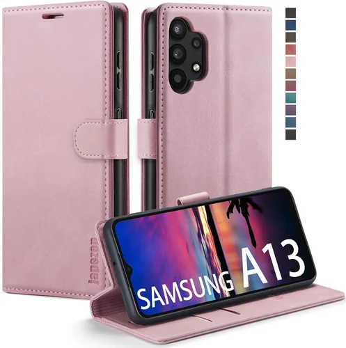 Vista 26 de Funda tipo cartera para Samsung Galaxy A12 con tarjetero [bloqueo RFID] atril magnético, funda de cuero con tapa para Samsung Galaxy A12 (negro)