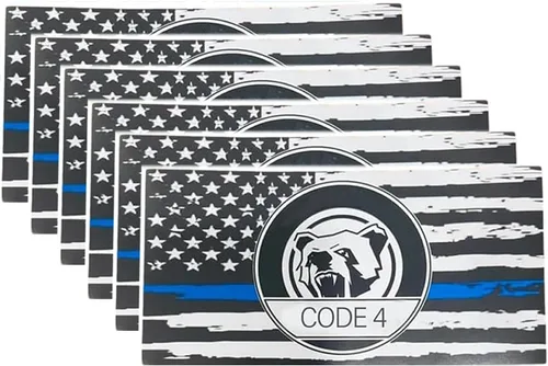 Vista 6 de 10 piezas calcomanías adhesivas de bandera de línea azul delgada para automóvil, calcomanías de parachoques de bandera estadounidense de apoyo