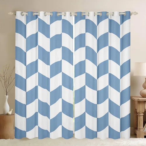 Vista 22 de Feelyou Beige Brown and White Curtains for Bedroom Living Room Modern Geometric Blackout Shades Abstract Checkered Room Darkening Curtain Rhombus