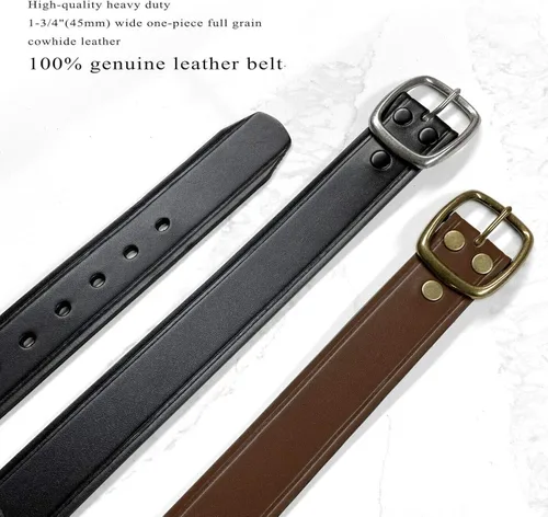 Vista 4 de BS1303 - Cinturón de trabajo de uniforme resistente, cuero de grano completo, estilo casual, 1.772in de ancho